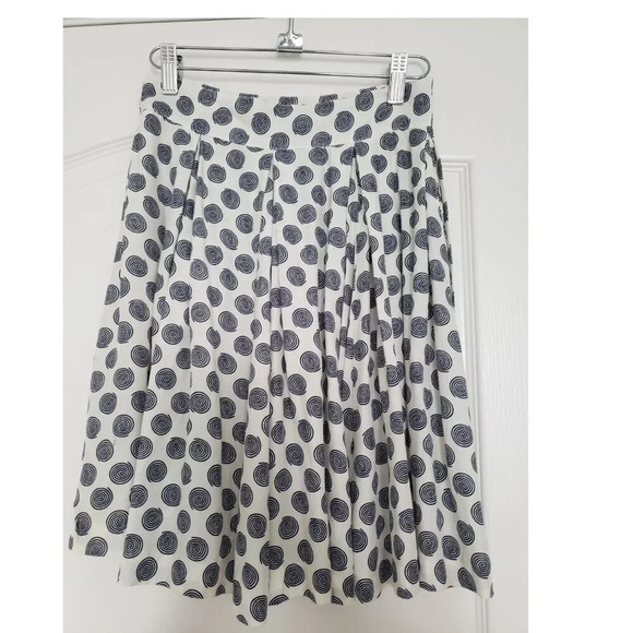 Esprit Swirl Polka Dot Pleated Navy and  White skirt with pockets - Picture 9 of 12